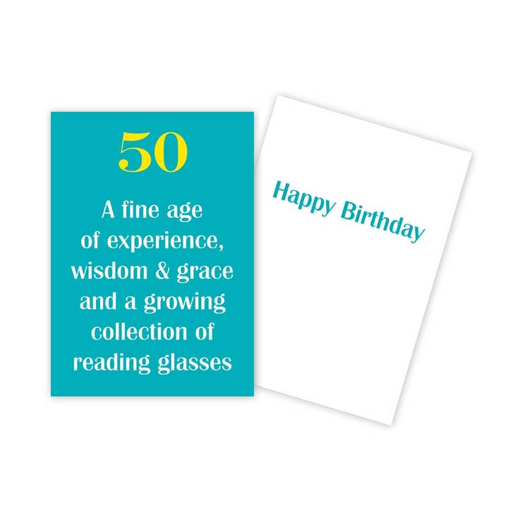 50 Milepælsalder Sjov Fødselsdagskort for engroshandel hos Sun Day Greetings