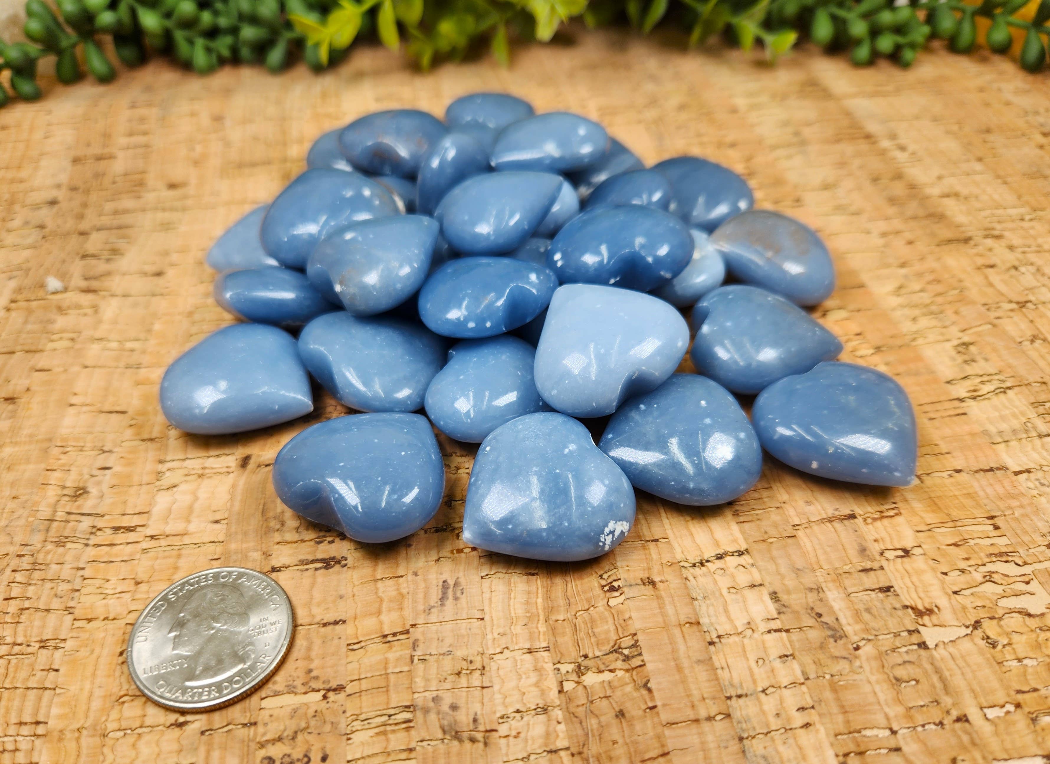 Meraki Gemstones - Wholesale Spiritual stone/crystal - Angelite Hearts - Semi-Precious Gemstone - 30x15mm 2