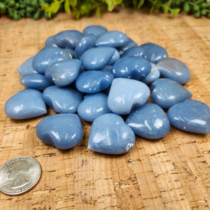 Meraki Gemstones - Wholesale Spiritual stone/crystal - Angelite Hearts - Semi-Precious Gemstone - 30x15mm 2