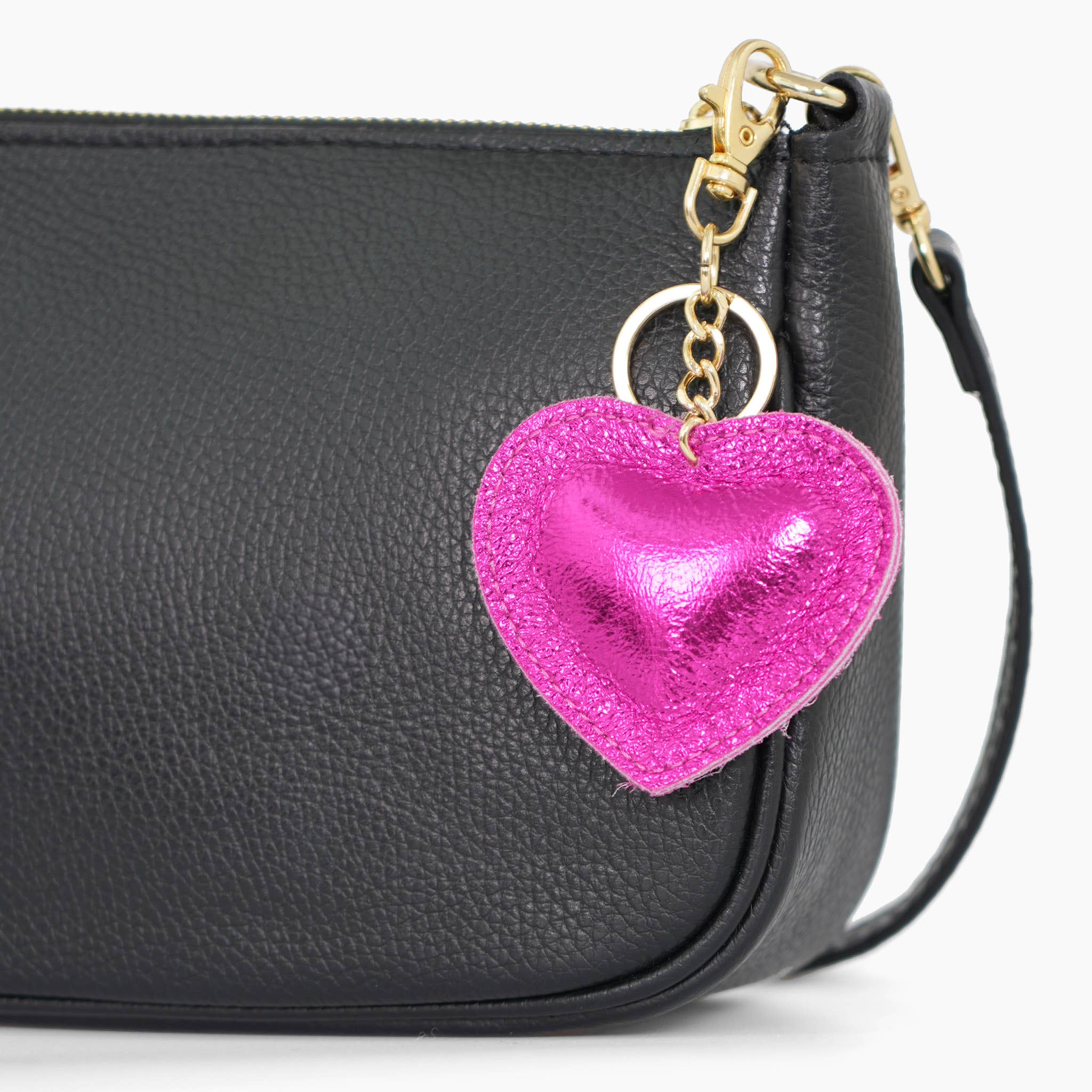 Sarta Pelle - Wholesale Keychain - Women's - Valentina Italian Leather Heart Keyring - Raspberry Metallic1