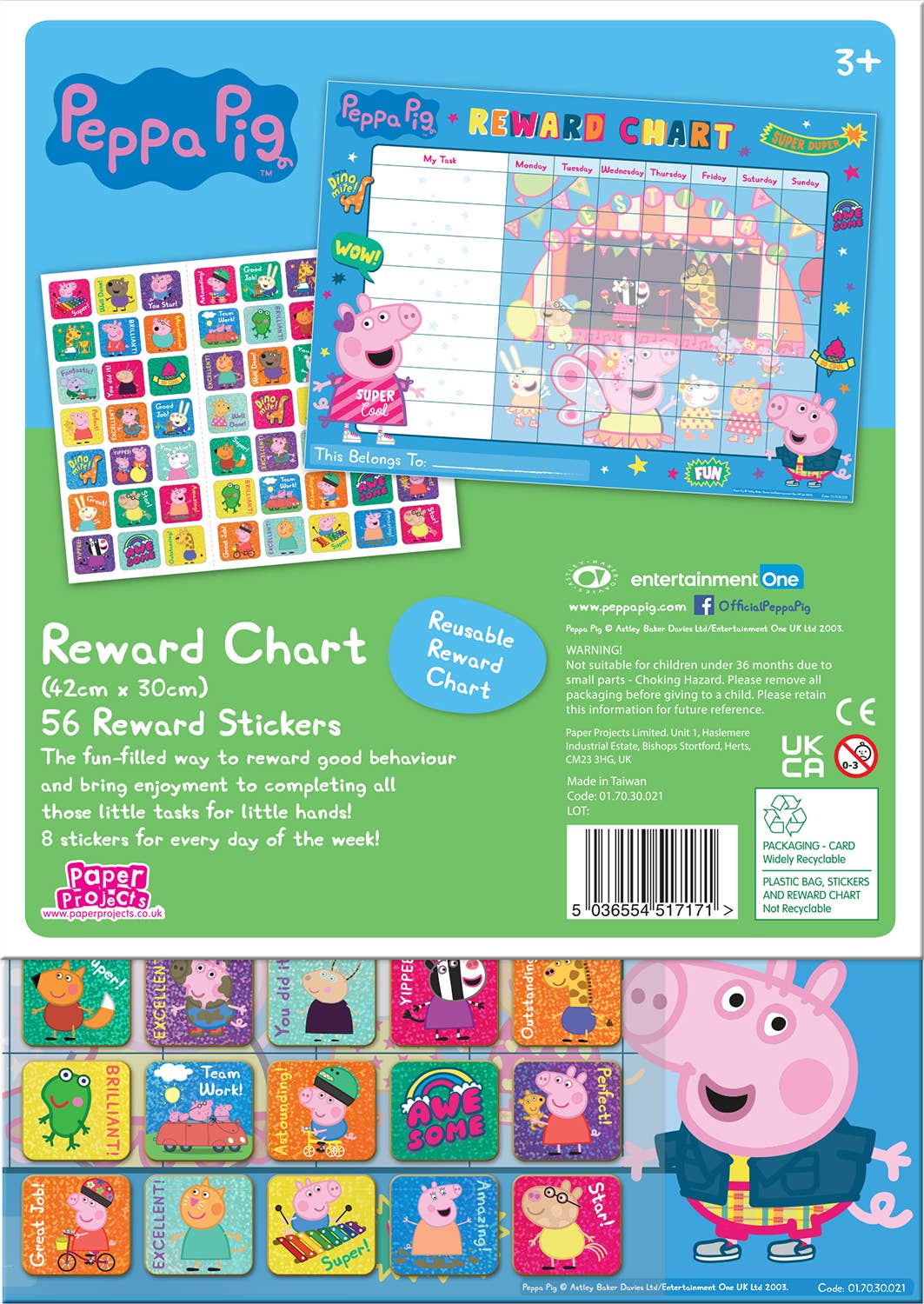 Paper Projects Ltd – wholesale Sticker – Child & baby – Peppa Pig Reward Chart2