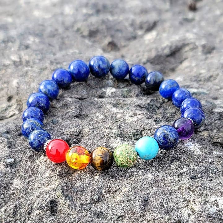 Bracelet Lapis Lazuli 7 Chakra pour la vente par Most Radiant Beads LLC