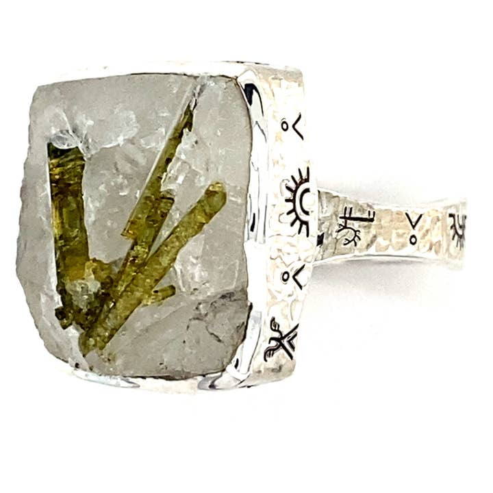 Tourmaline Crystal In Quartz Unisex Ring for wholesale by Esprit Creations