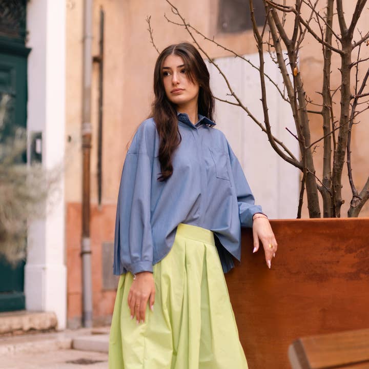 Waterproof pleated midi skirt – HM4547 for wholesale by Cecile Wang