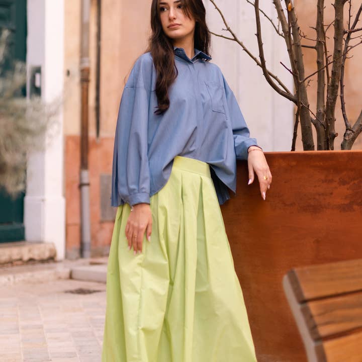 Waterproof pleated midi skirt – HM4547 for wholesale by Cecile Wang