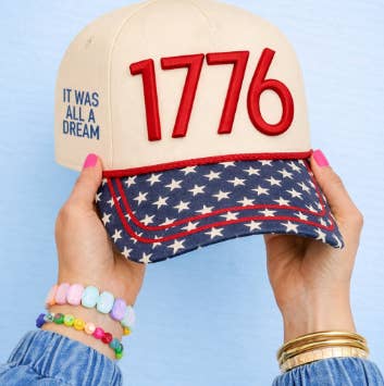 "1776" ON Tan Cap with Patch Work for wholesale on Faire0