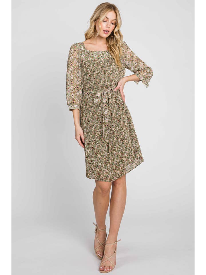 ELLEBORN - Wholesale Dress - Women's - Chiffon Pleated Dress 3334D
