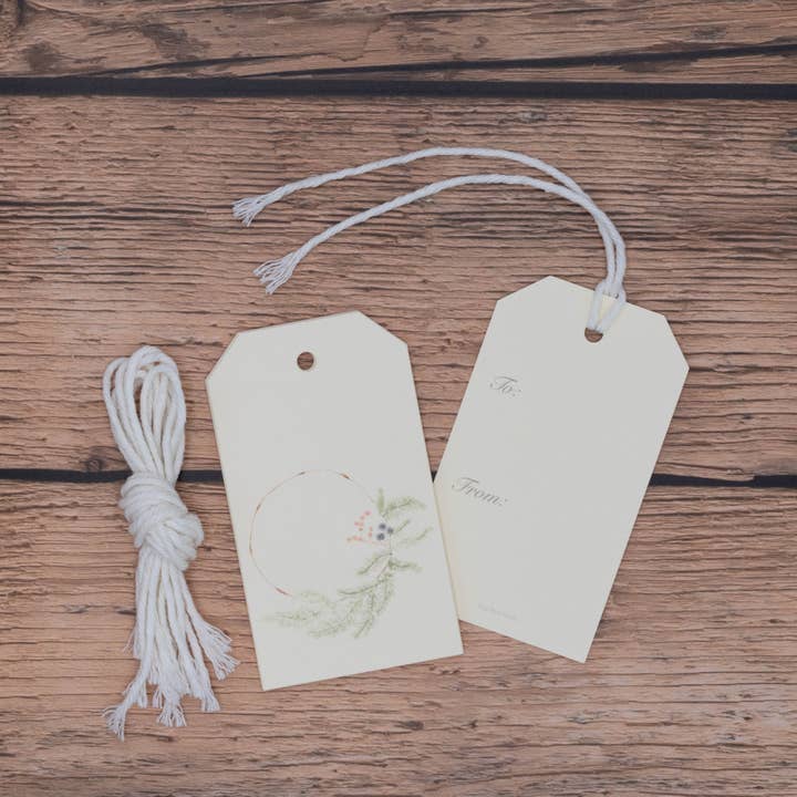 Wreath Gift Tags for wholesale by Tiny Wolf Studio