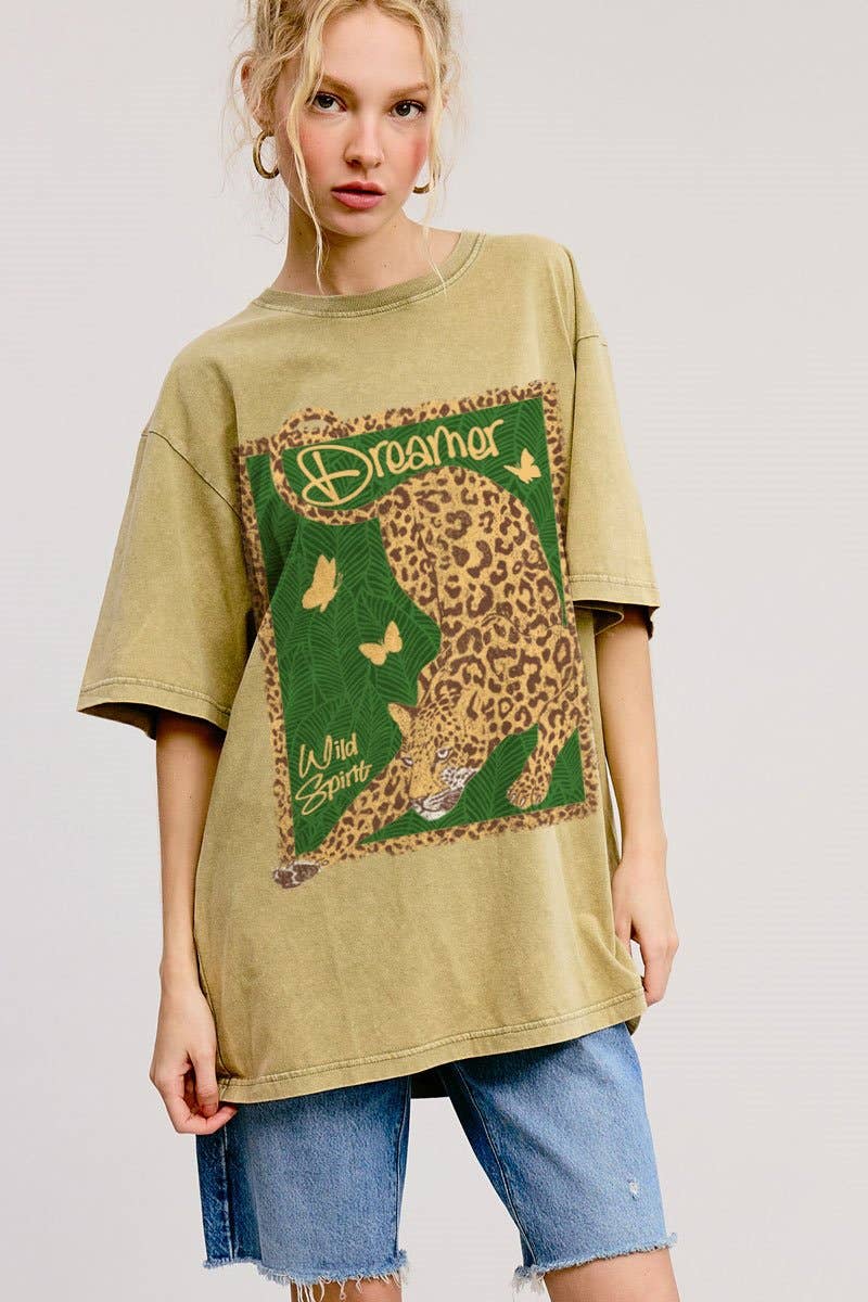 Zutter - Wholesale Screen Printed T-Shirt - Women's - PUFF' Dreamer Wild Spirit Graphic S/S Washed Boyfriend Tee