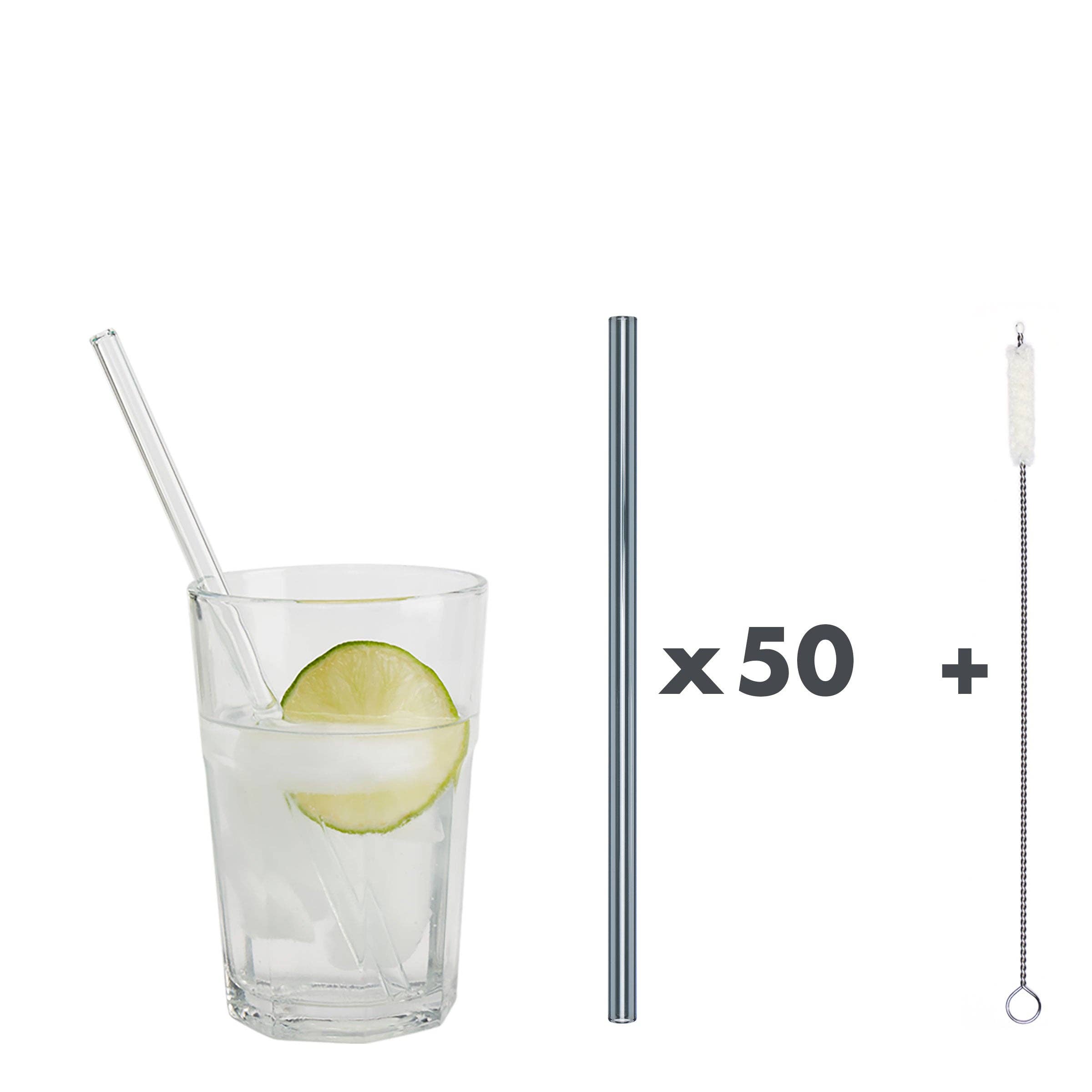 50 grey glass drinking straws “jack of all trades” (20 cm) +cleaning for wholesale on Faire1