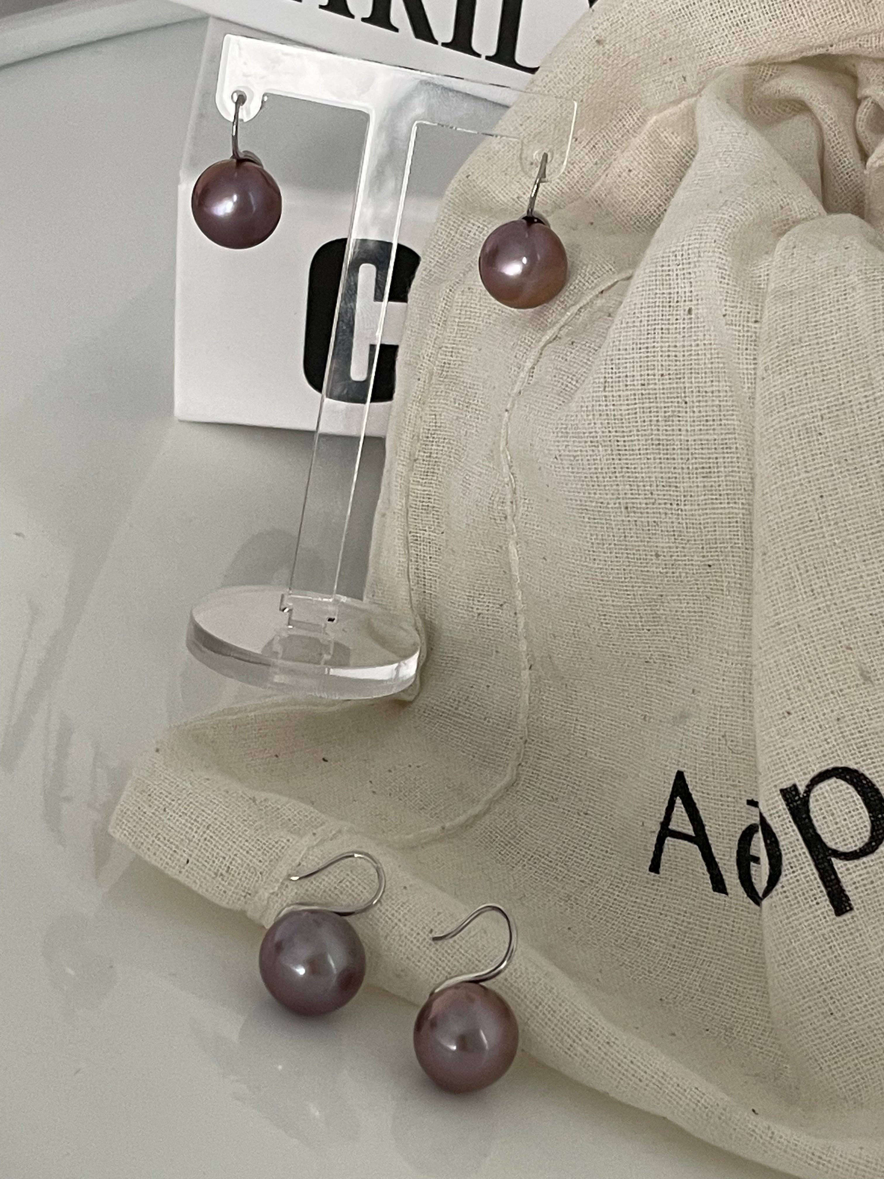 ZEN&CO Studio - Wholesale Dangle Earrings - MERLOT Purple Pearl drop earrings4