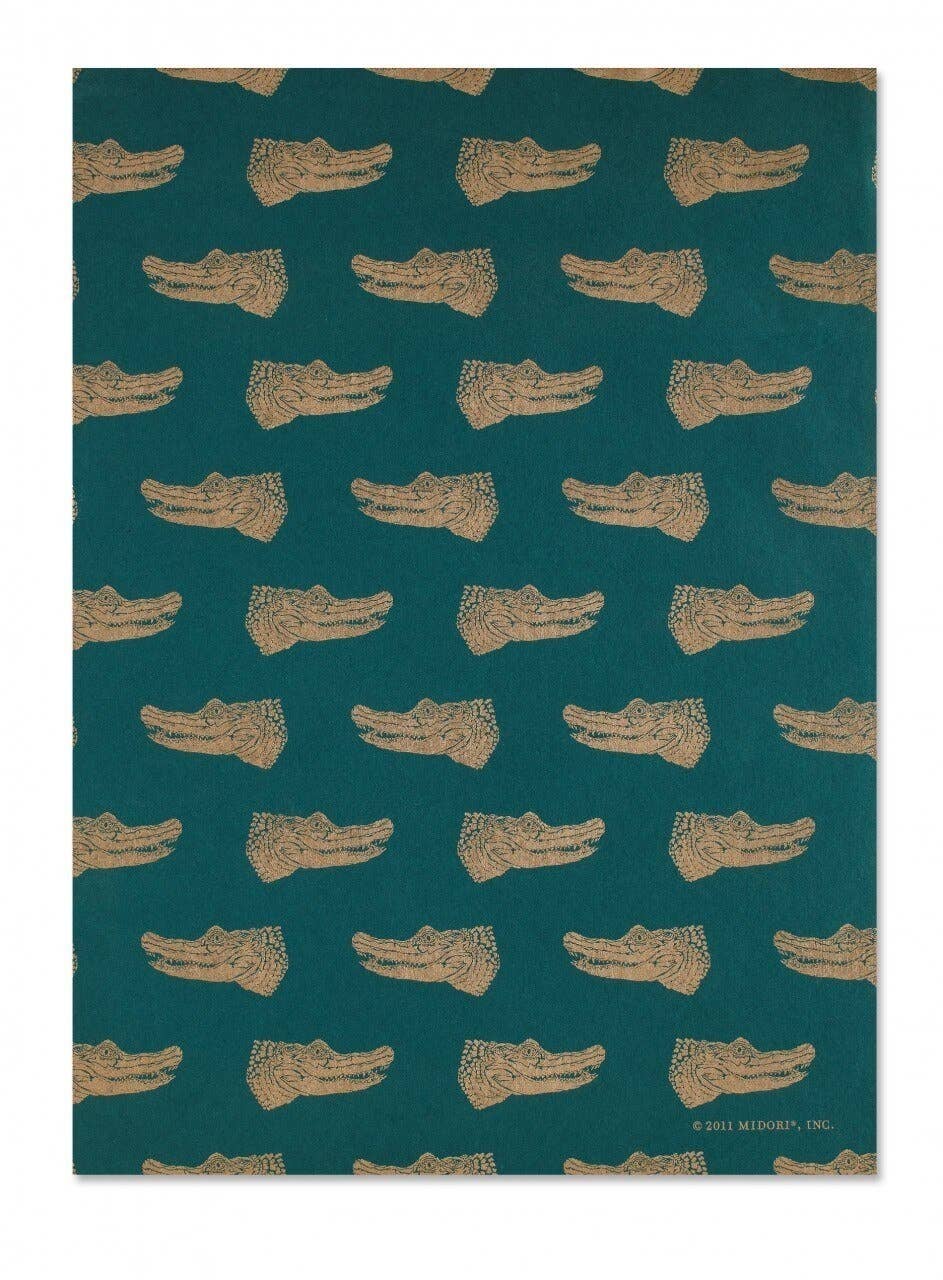 MIDORI Inc. - Wholesale Flat Wrap - Crocodiles - Green/Gold1