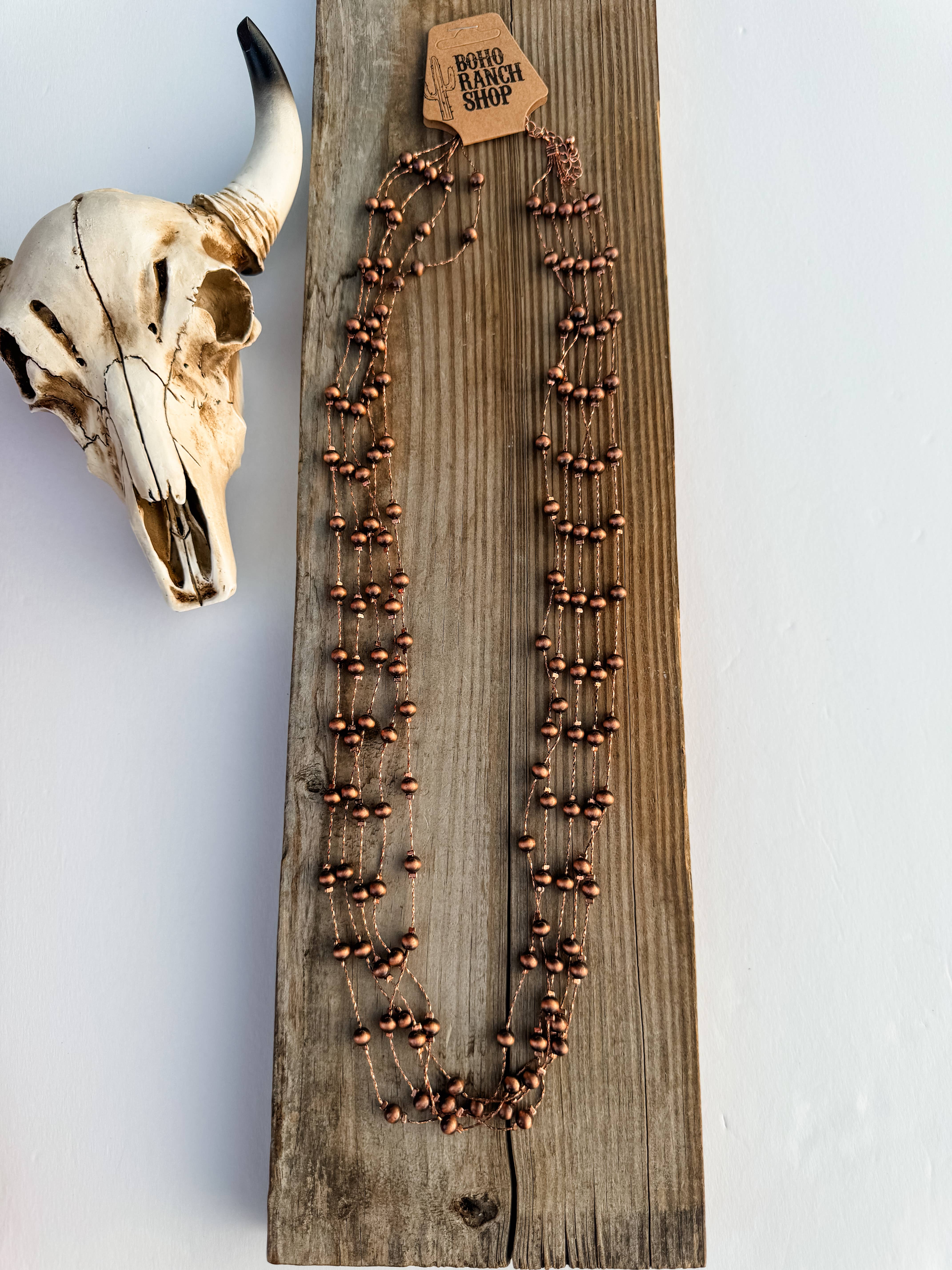 Boho Ranch Shop - Wholesale Pendant/Charm Necklace - Western Navajo Style Pearl Wire Layered Necklace4