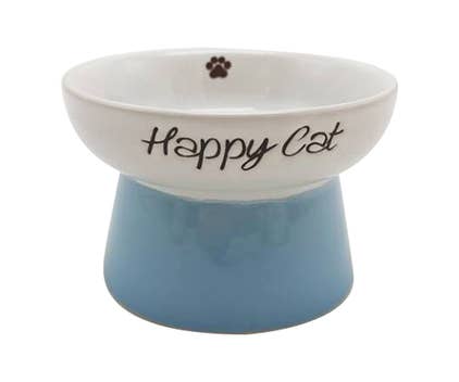 Blue Sky Clayworks - Wholesale Pet bowl – Cat/dog - HAPPY 4.4" Pedestal CAT BOWL