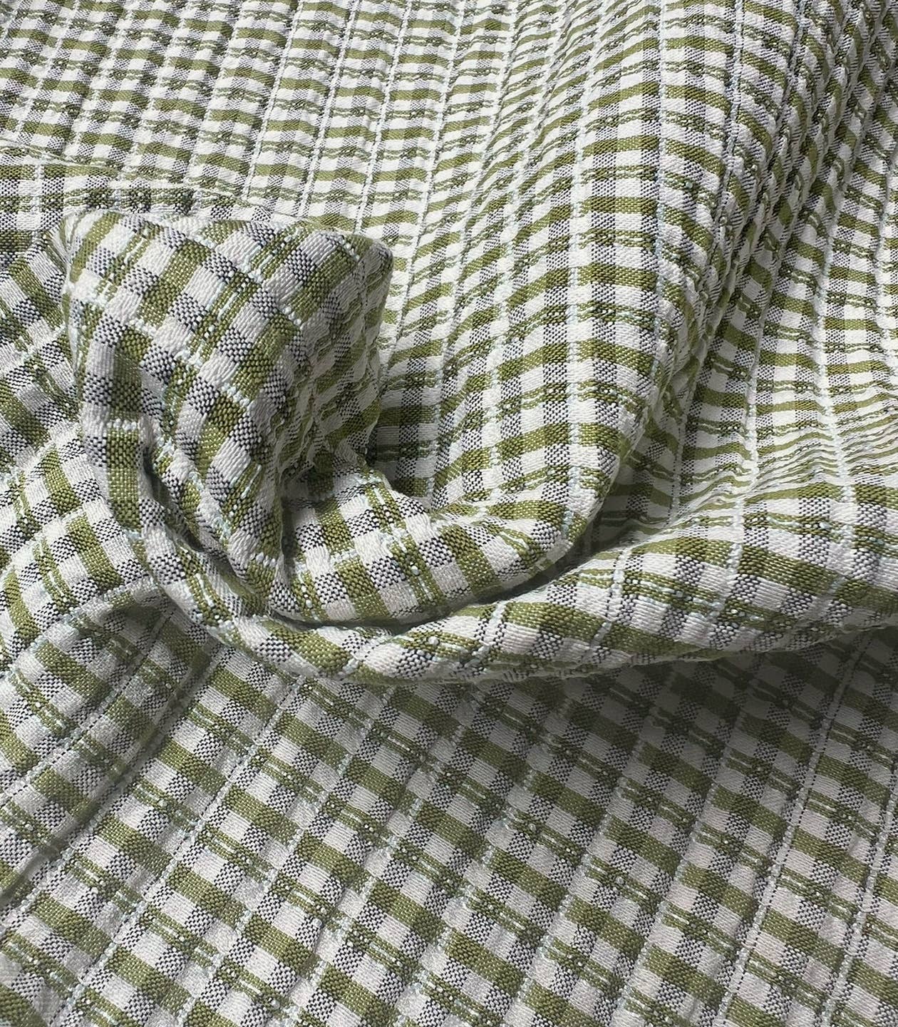 COUSETTE - Wholesale Fabric - Quilted Gingham Fabric - Kiwi Green1