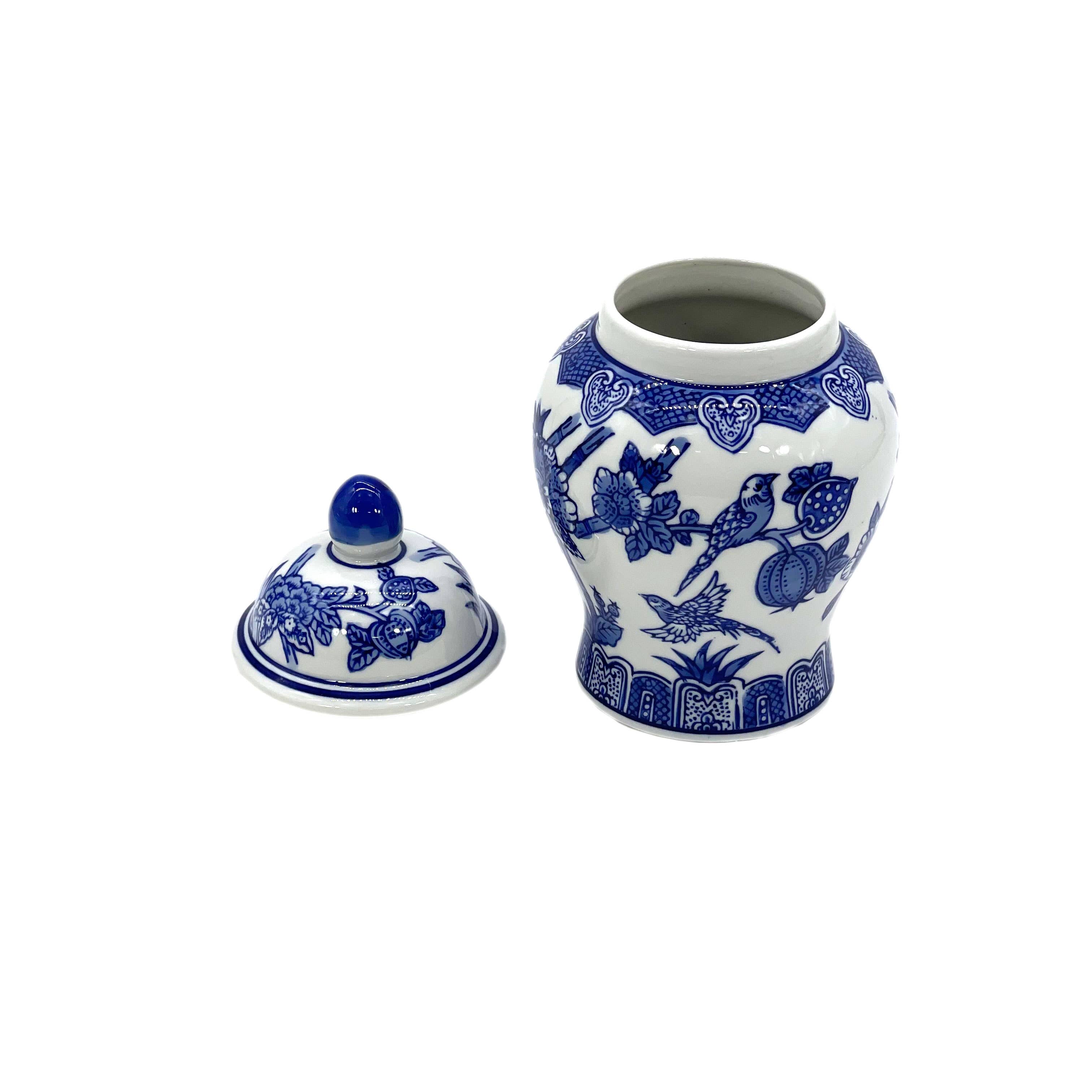 Galt International Company – wholesale Decorative jar – Small Chinoiserie Ceramic Decorative Tea & Ginger Jar 8"7