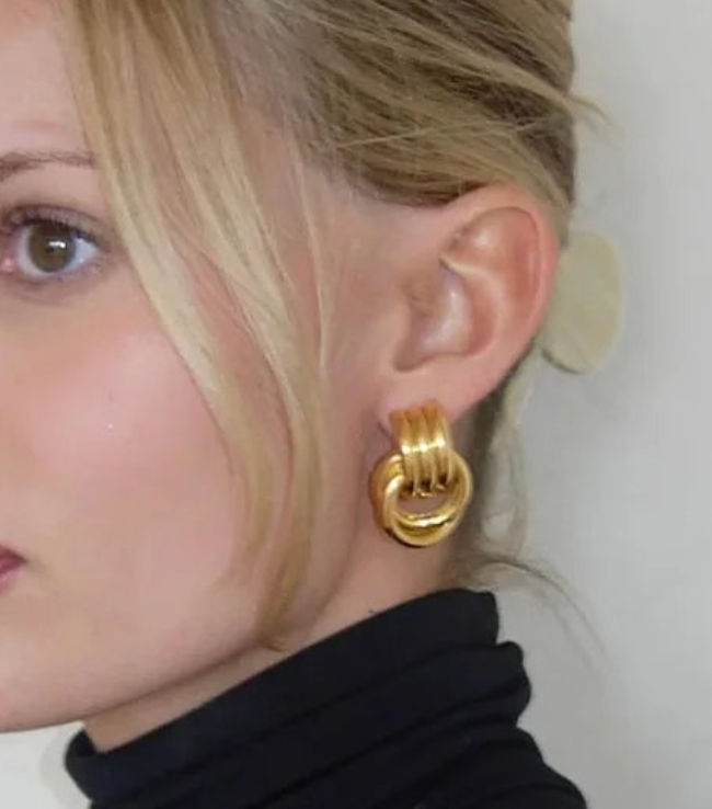 HoopLa - Wholesale Hoop Earrings - Double Knotted- Door Knocker- Two Tone Earring12