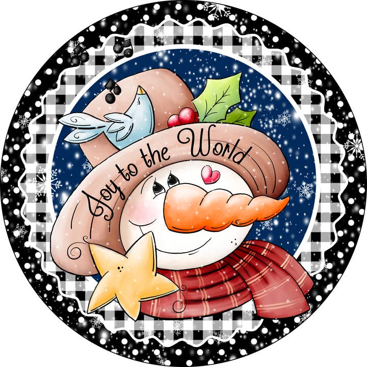 Vinyl Decal, Christmas Sign, Black and White Joy Snowman, 10 for wholesale by DecoExchange