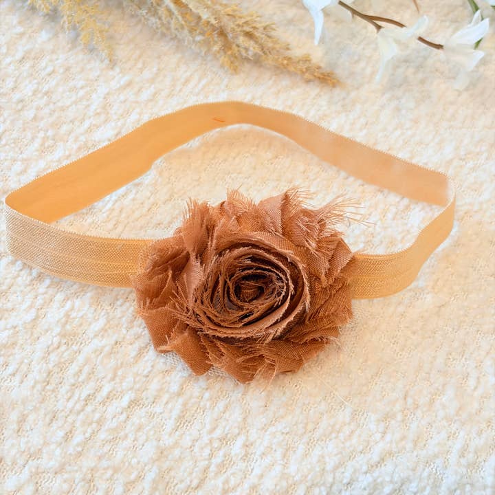Baby tan headband, khaki shabby chic headband, for wholesale by Jazy and Eve