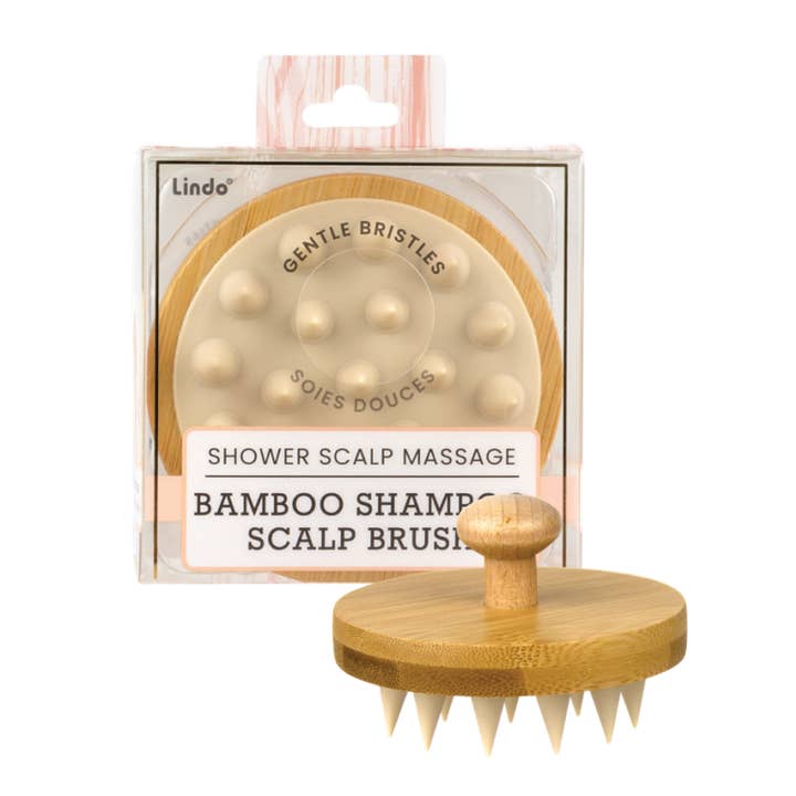 Lindo - Wholesale Head Scratcher/Massager - Lindo Bamboo Shampoo Scalp Brush - Shower Scalp Massage