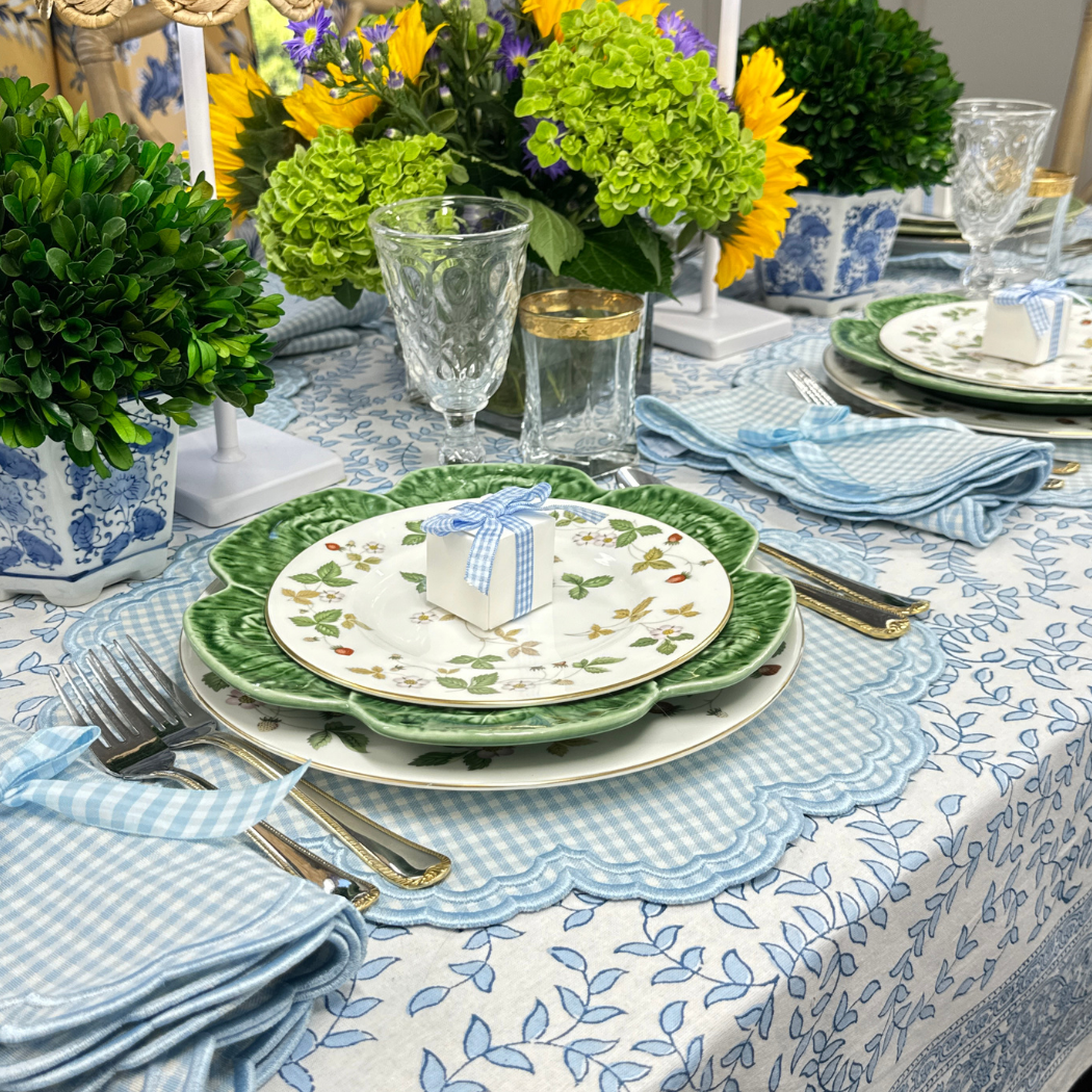 Flying Sheep Country - Wholesale Tablecloth - Blue Leaves Hand Block Printed Tablecloth 2