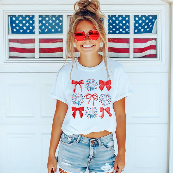 Red White & Coquette Bella Canvas Tee for wholesale by Lori and Val