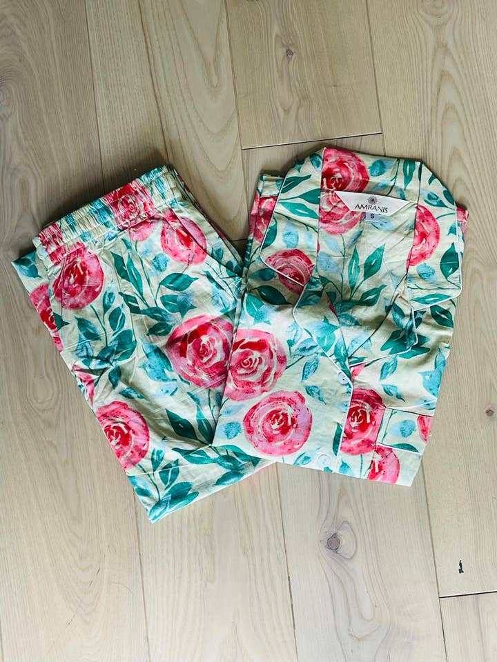 Long Pajama Set in Pink Hermosa for wholesale by AMRANIS