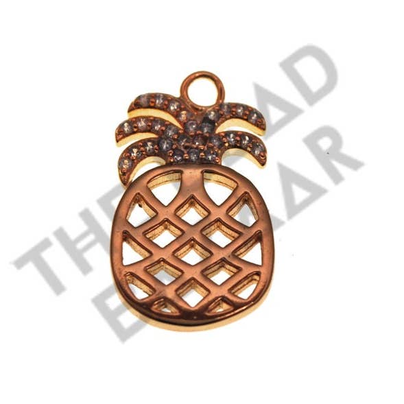 The Bead Bazaar - Wholesale Individual charm/pendant - 18K Gold Pineapple Tropical Fruit Charm, Silver Pineapple Pendant For Necklace, Boho Beach Charms For Jewelry Making, Wholesale Charms, DIY2