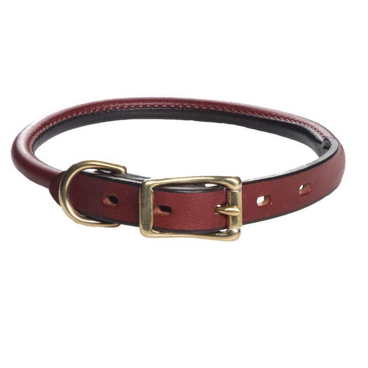 Mendota Pet - Wholesale Pet Collar - Dog - Leather Rolled (3/4") Standard Collar - Chestnut
