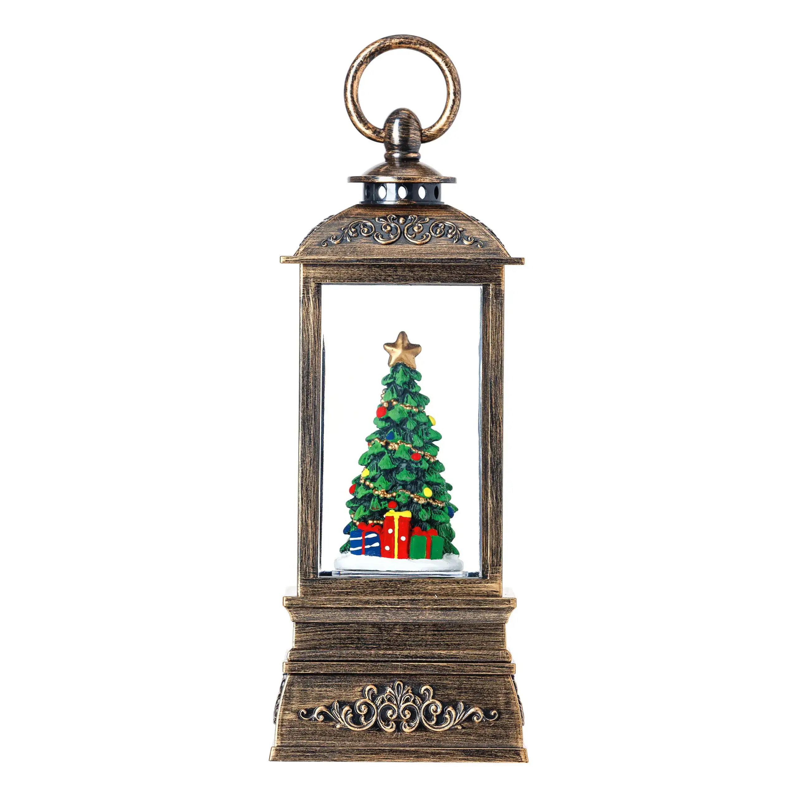 Second Nature by Hand - Venta al por mayor Globos terráqueos - Farol de agua de plástico con forma de árbol de Navidad de 8 pulgadas de alto0