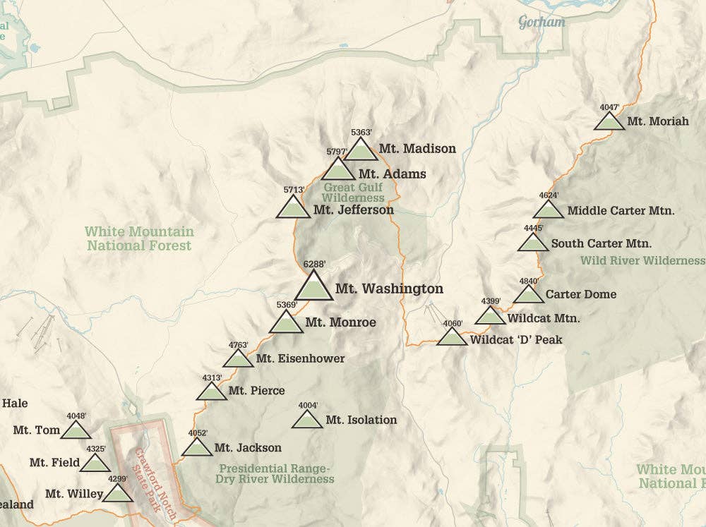 Best Maps Ever - Vente Poster - Poster Carte du New Hampshire de 4000 pieds de page 18 x 246