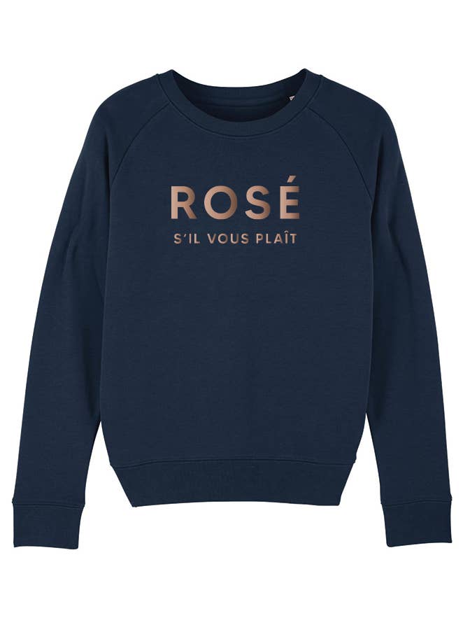 Women's Sweatshirt - Rosé Please - Navy - Rose Gold for wholesale by Tshirt Corner