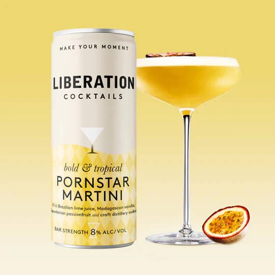 Pornstar Martini 200 ml dåse 24-pak 8% for engroshandel hos Liberation Cocktails