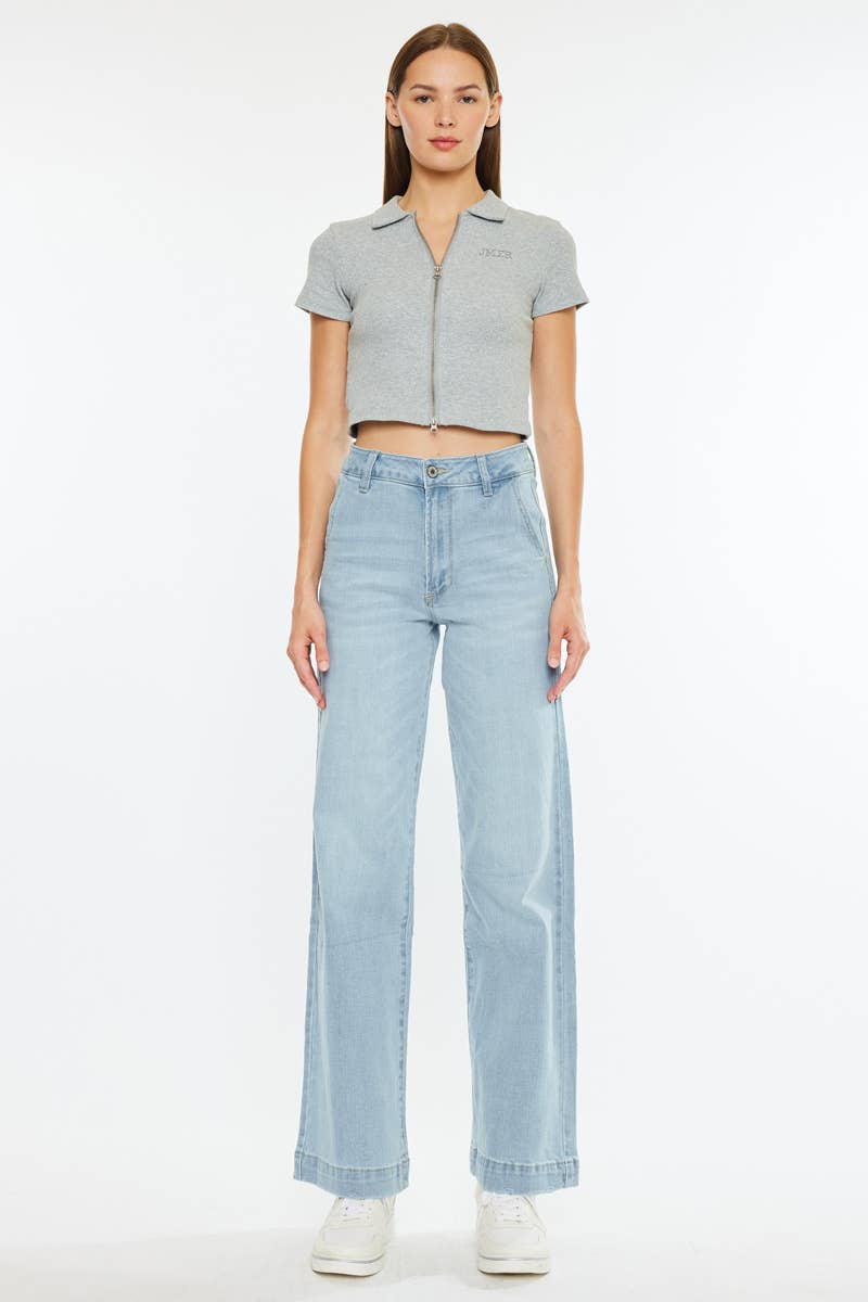 LIGHT OPEN PACK HIGH RISE WIDE LEG TROUSER JEANS-KC7127L for wholesale on Faire6