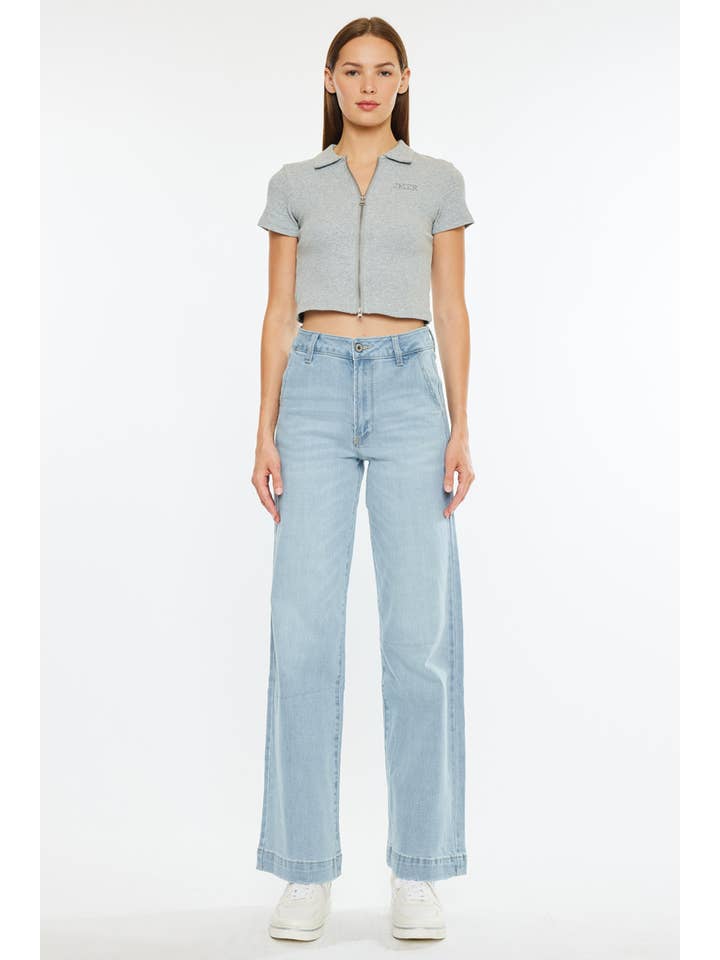 LIGHT OPEN PACK HIGH RISE WIDE LEG TROUSER JEANS-KC7127L for wholesale on Faire6