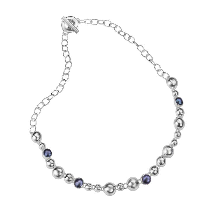 Sterling Silver & Grey Pearl Bead Necklace for wholesale by De Mexico