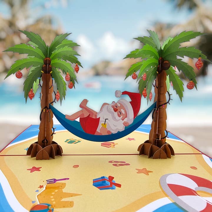 Santa Hammock Pop Up Card for wholesale by Color Pop Cards