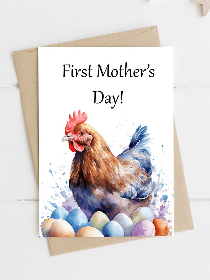 Første Mors Dag - mors dag kyllingekort for engroshandel hos Homemade Hollydays Wholesale