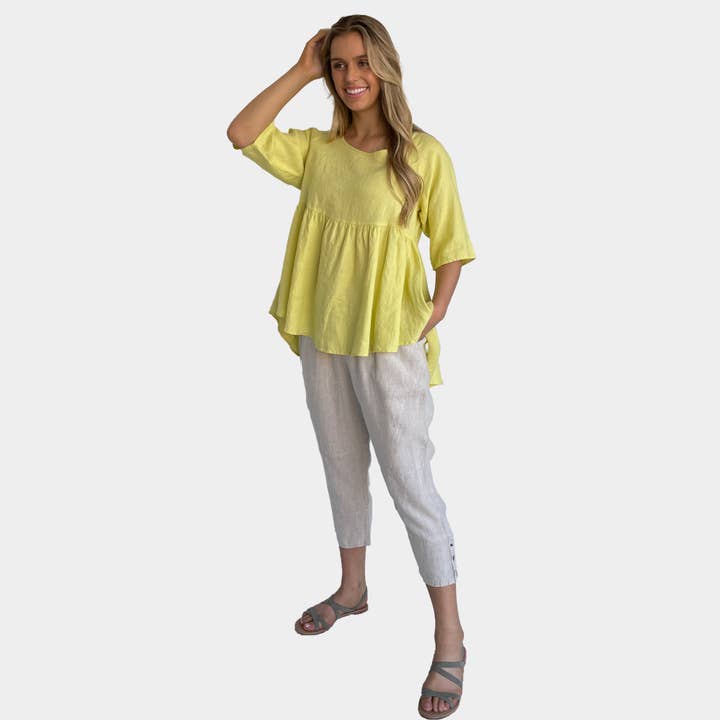 Linnen losse schattige top Lemon voor wholesale door Amyic