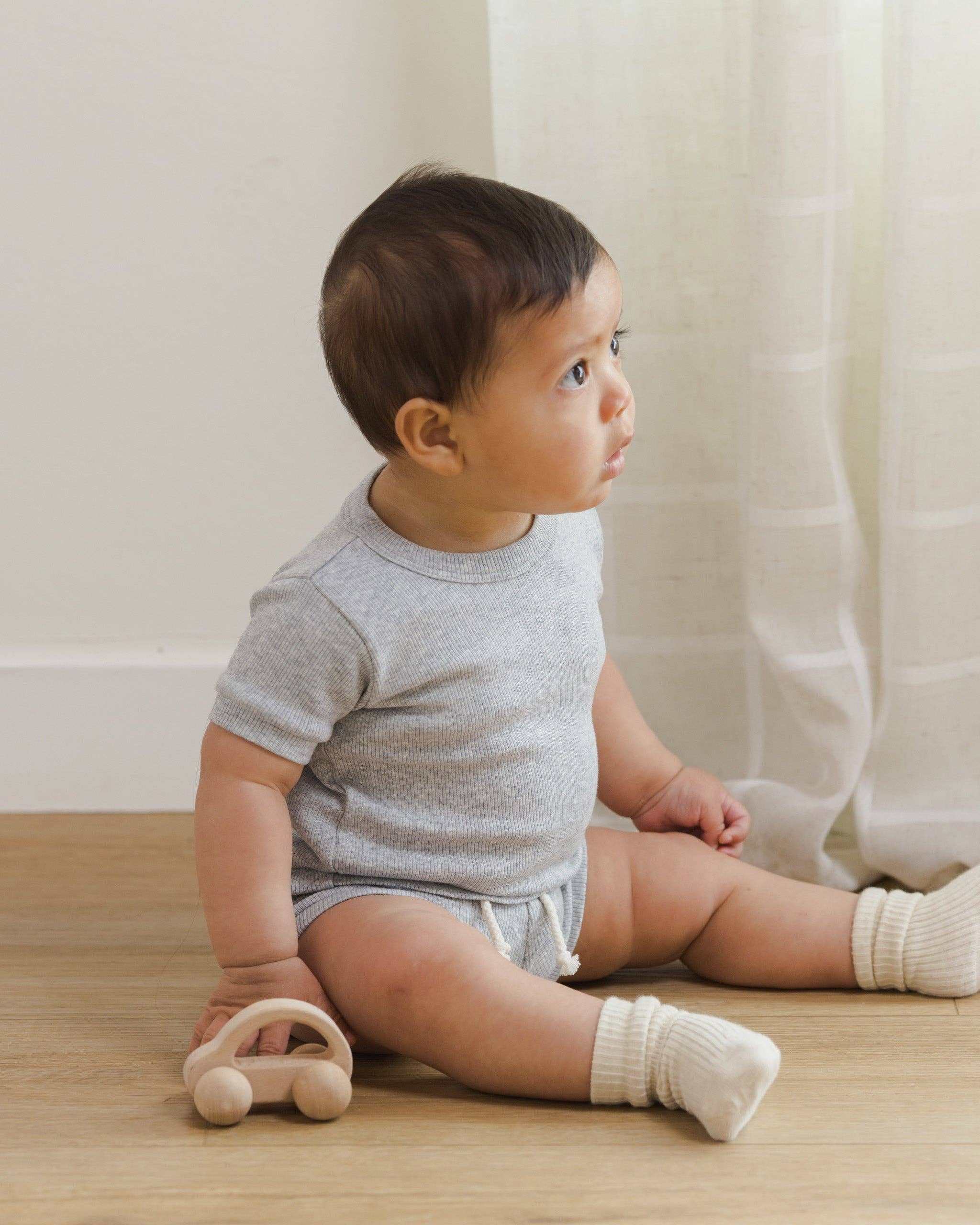 Quincy Mae - Wholesale Top & Short Set - Baby - Ribbed Shortie Set Dusty Blue1