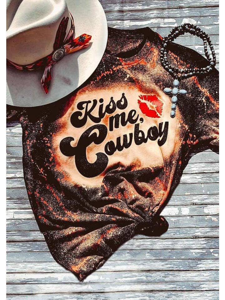 MULTICOLOR kiss me cowboy bleached top for wholesale on Faire