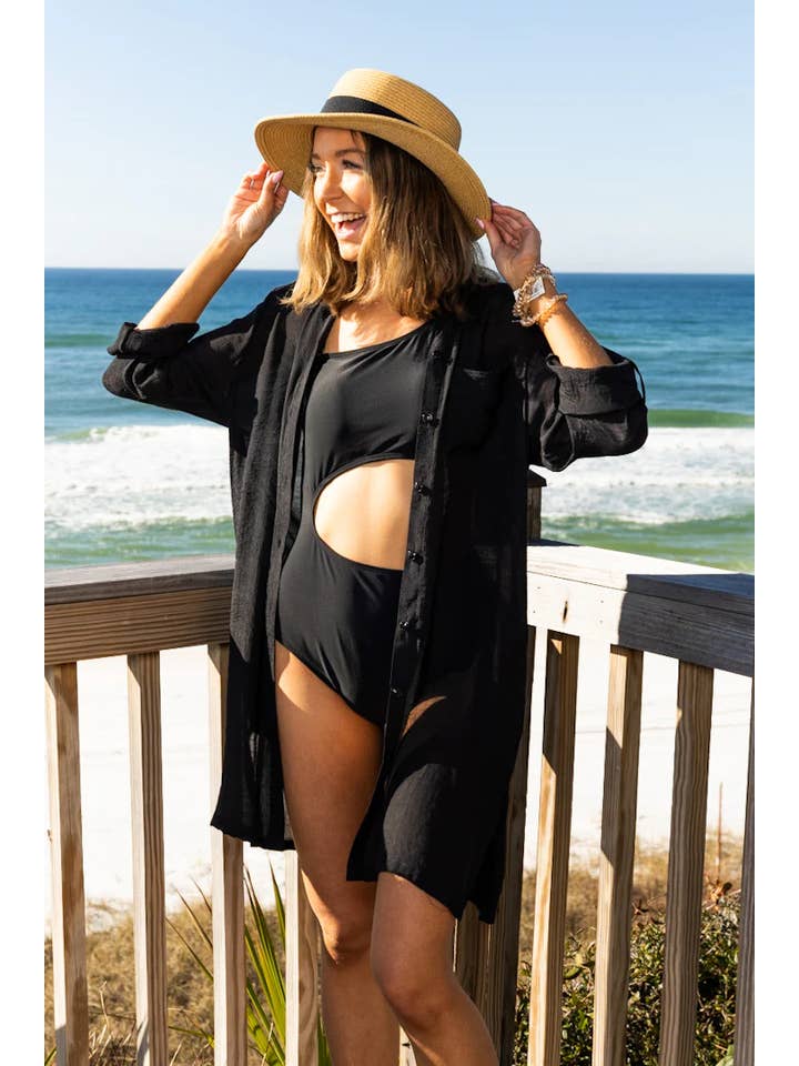Side Cut One Piece Swim, Black for wholesale on Faire5
