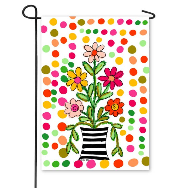 Happy Dot Floral Garden Flag for wholesale by Baxter & Me