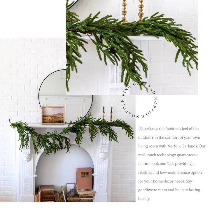Luxe B Co - Wholesale Christmas Decoration - Norfolk Pine Christmas Garland Real Touch By Luxe B Co. - 6ft3