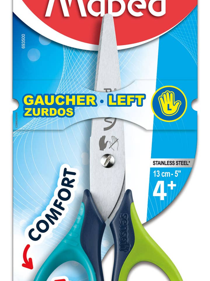 Sensoft Left-Handed School Scissors with Flexible Handles 5" for wholesale by Maped Helix USA