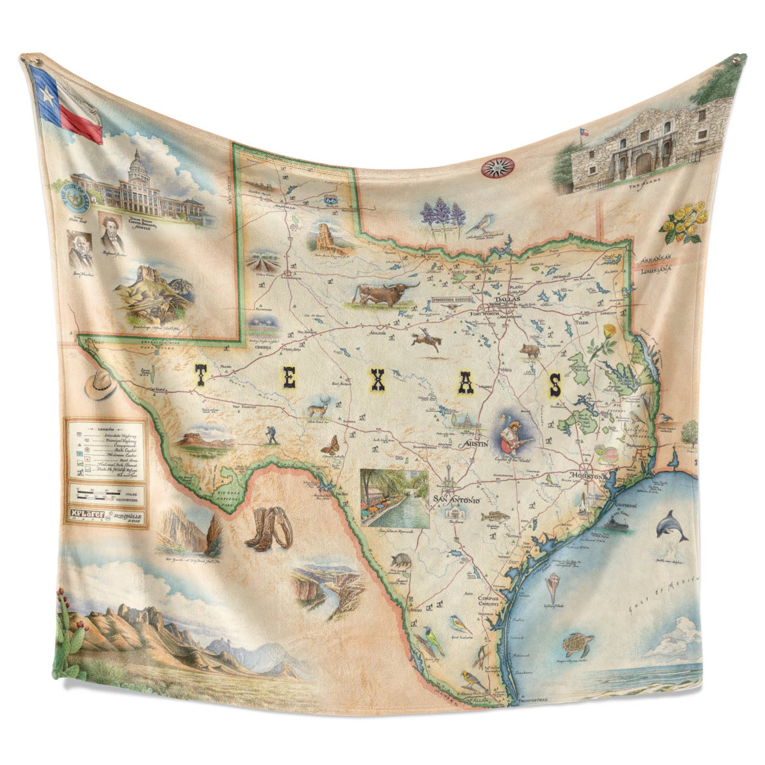 XPLORER MAPS - Wholesale Throw Blanket - Texas State Map Fleece Blanket2