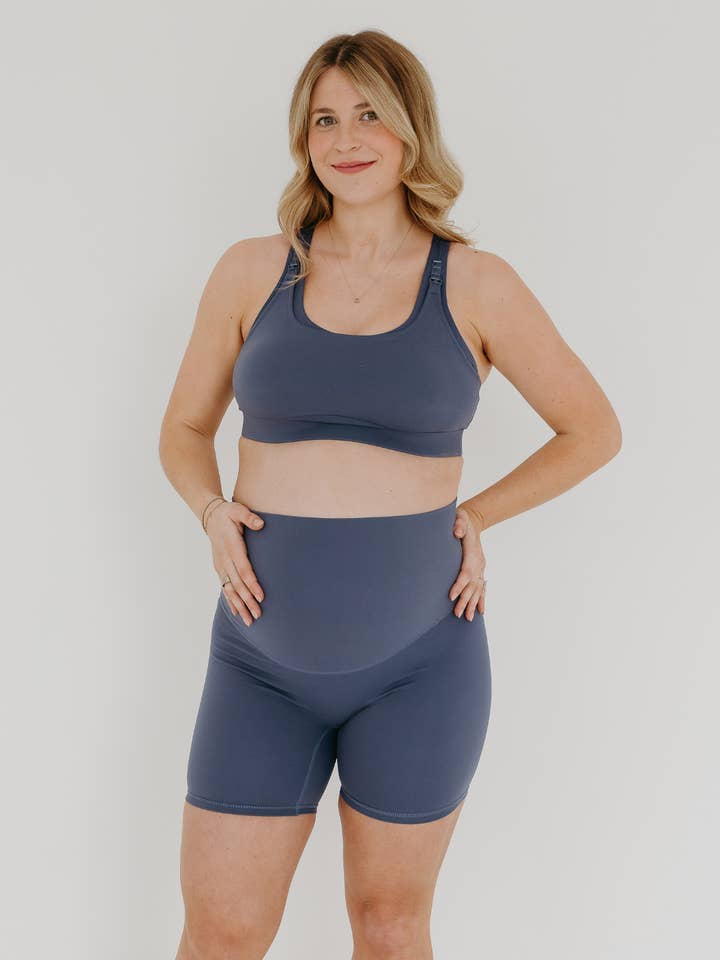 AXK CORE Maternity Bike Short - Blue for wholesale by AXK Maternity