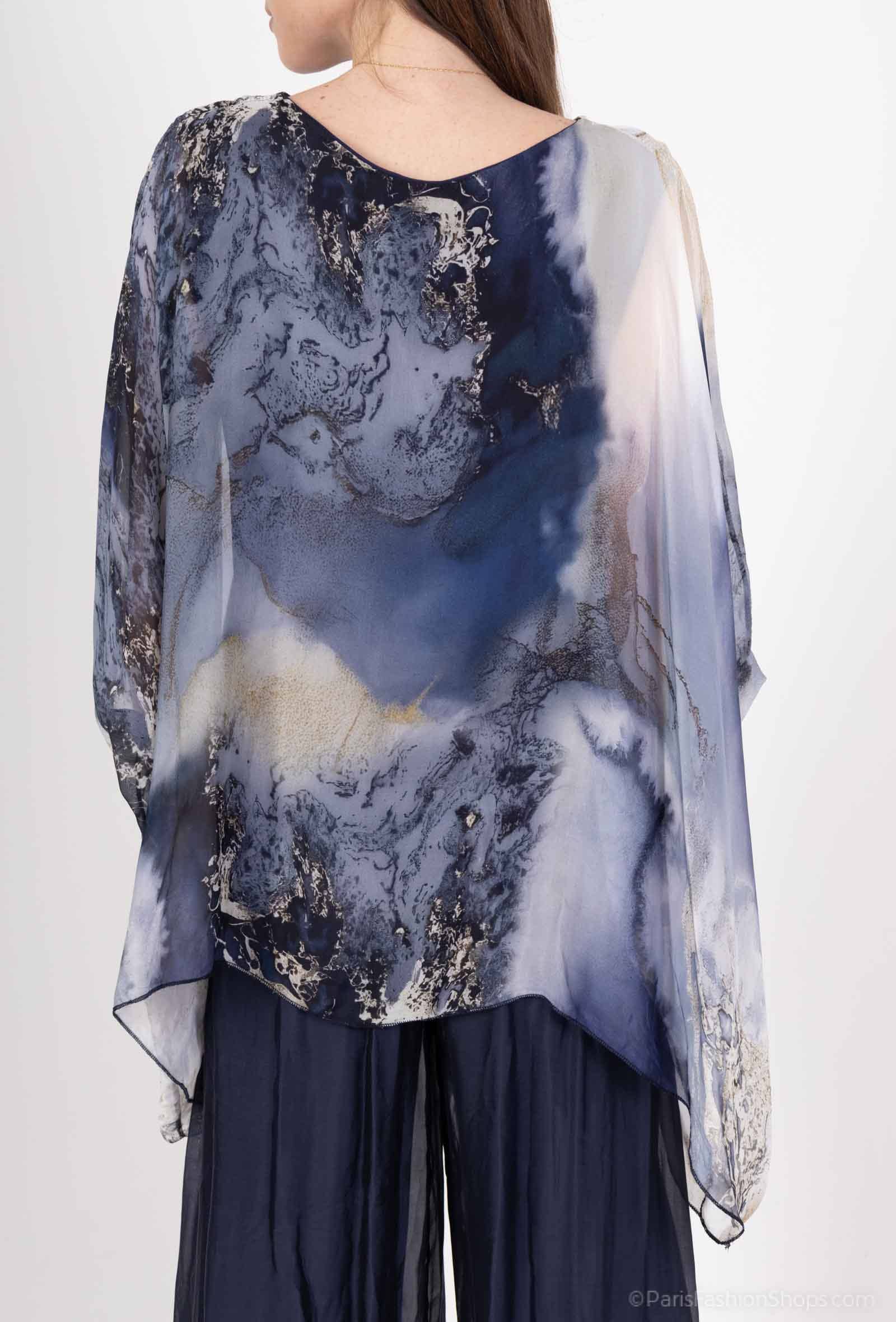 Shyloh - Wholesale Blouse - Dames - Asymmetrische top van soepelvallende zijde met digitale verloopprint18