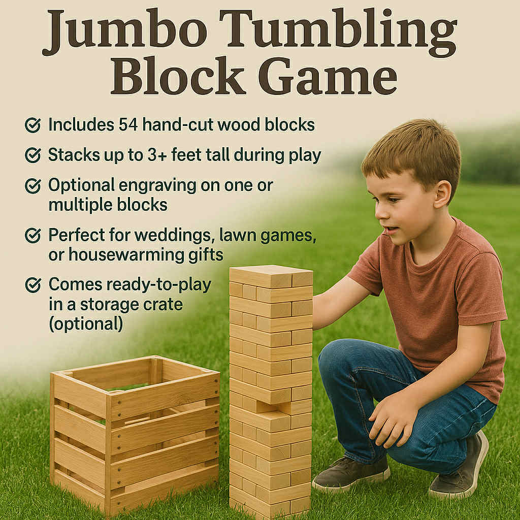 Stumps Custom Wood - Wholesale Stacking Game - Giant Tumbling Block Game – Personalized Wooden Stacking Tow4