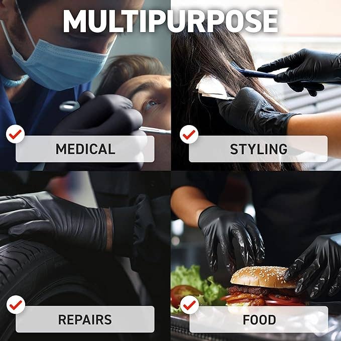 THE LASH BOX - Wholesale Gloves - Unisex - Black Nitrile Disposable Gloves - Powder Free -Aurelia Bold 6